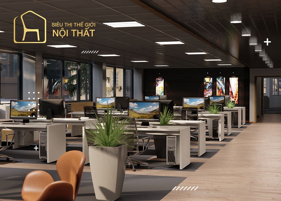 Thiết kế văn phòng phong cách đẹp hiện đại với không gian 100m2