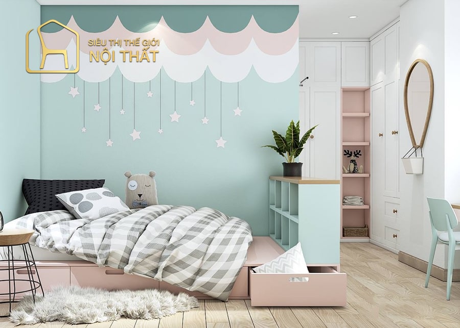 Nội thất phòng ngủ cho bé gái trên 13 tuổi