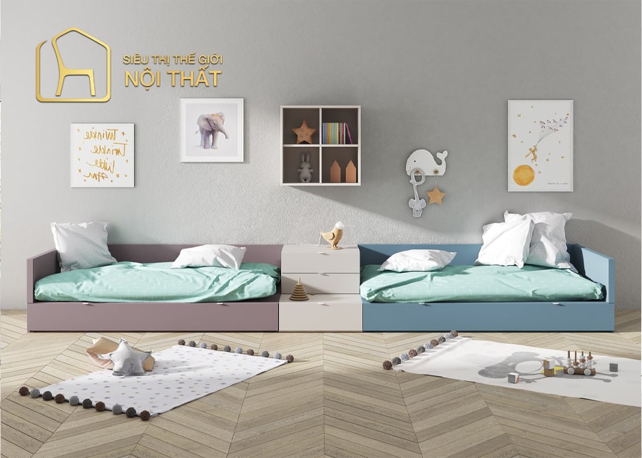 Nội thất phòng ngủ cho bé gái sinh đôi