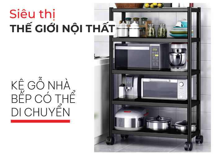 kệ gỗ nhà bếp đẹp