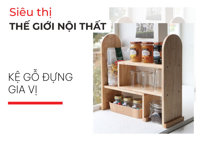 kệ gỗ nhà bếp đẹp