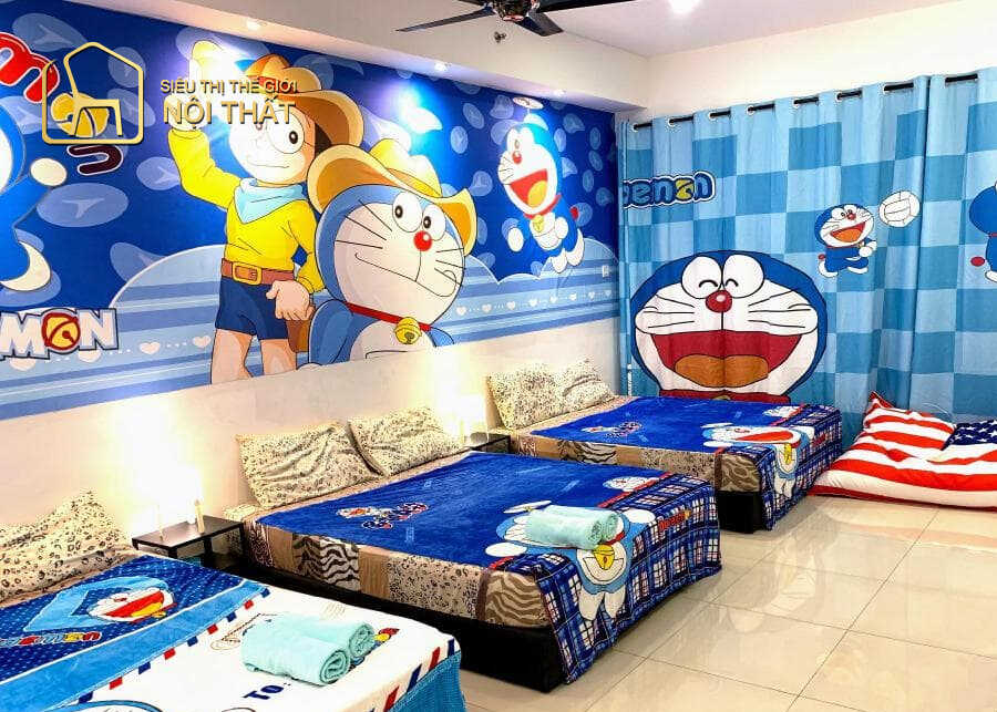 Mẫu thiết kế phòng ngủ bé trai phong cách hoạt hình Doraemon