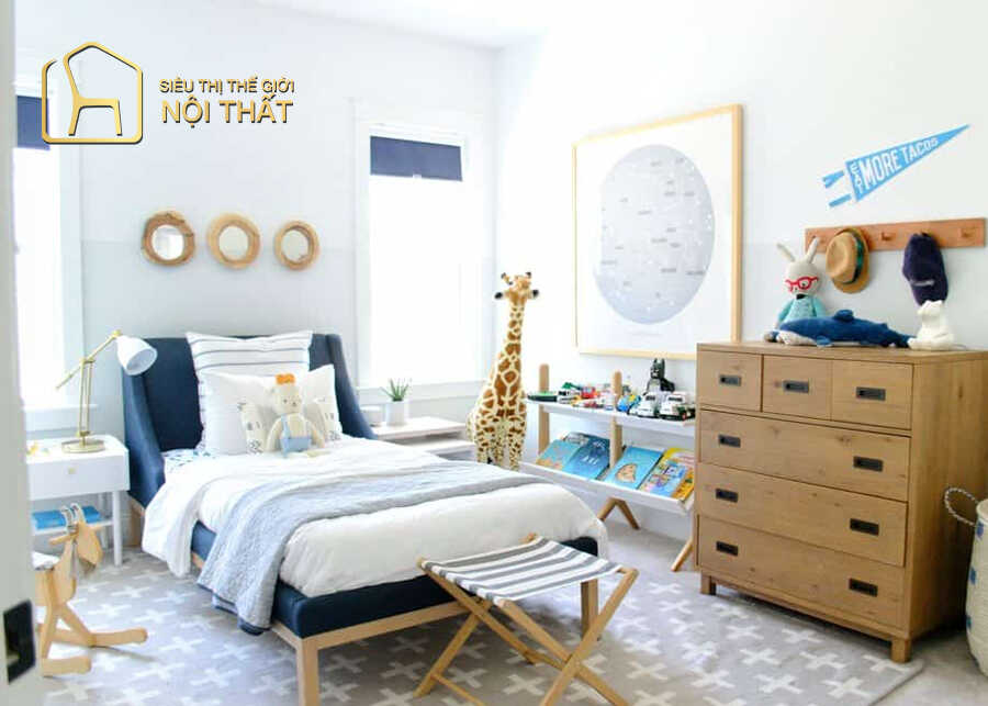 Mẫu thiết kế phòng ngủ bé trai phong cách tối giản
