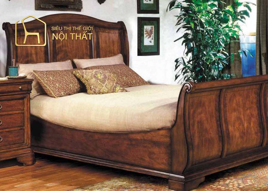 Nội thất phòng ngủ kiểu cổ điển với gỗ tone màu tối cao cấp
