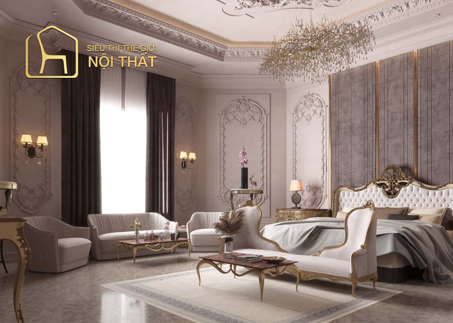 Thiết kế nội thất phòng ngủ phong cách hoàng gia Anh