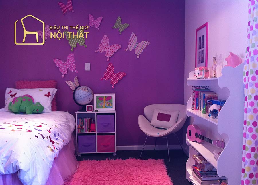 Nội thất phòng ngủ Hàn Quốc với sắc tím cá tính, độc đáo