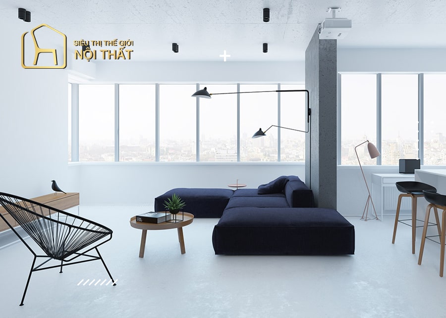 Bố trí nội thất sofa khéo léo giúp tối ưu diện tích không gian, đồng thời giúp không gian của căn hộ trở nên ấn tượng hơn