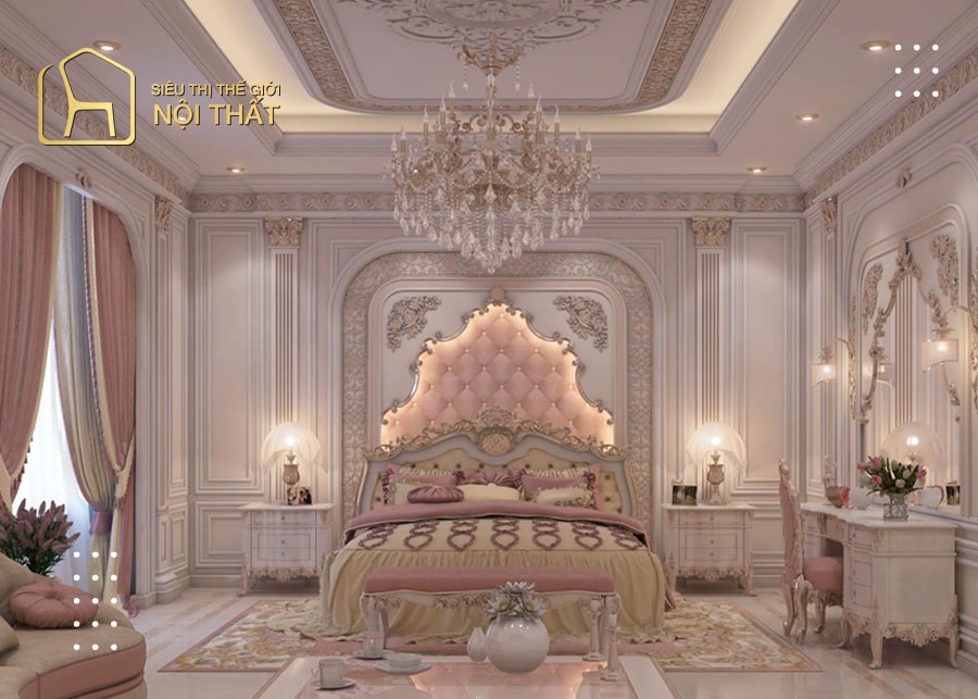Thiết kế phòng ngủ nữ theo phong cách sang trọng luxury 