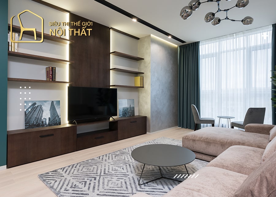 Tủ gỗ trưng bày cho phòng khách