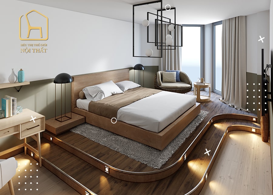 Nội thất phòng ngủ gỗ công nghiệp có nhiều hướng sáng