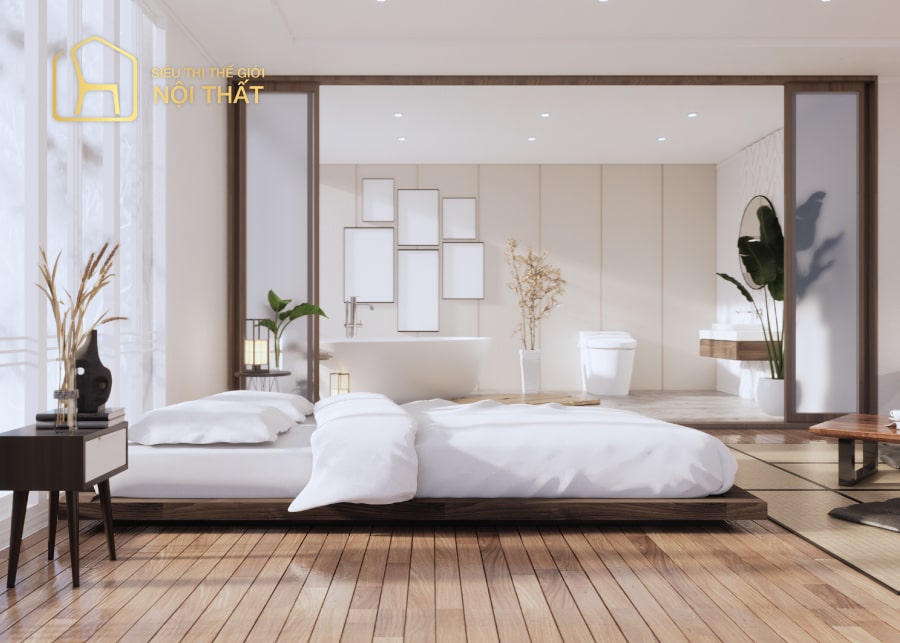 Thiết kế nội thất phòng ngủ phong cách Nhật Bản theo lối hiện đại với những gam màu tươi sáng đẹp mắt