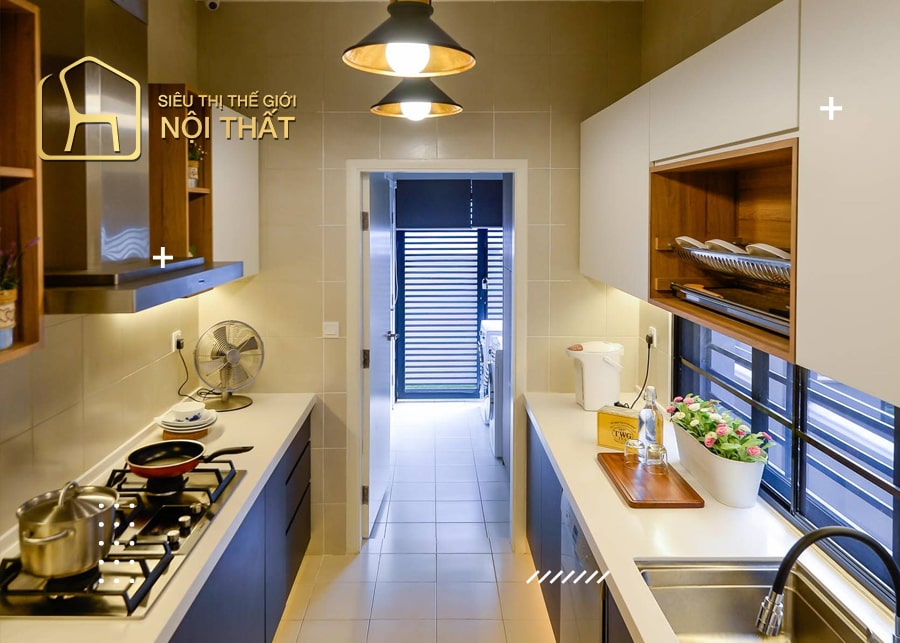 Mẫu thiết kế nội thất bếp nhà ống 3m