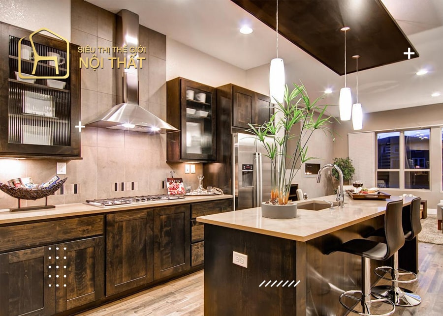 Mẫu thiết kế nội thất bếp nhà ống 6m