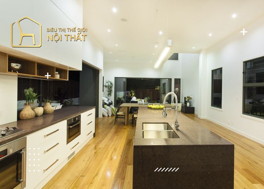 Mẫu thiết kế nội thất bếp nhà ống 6m