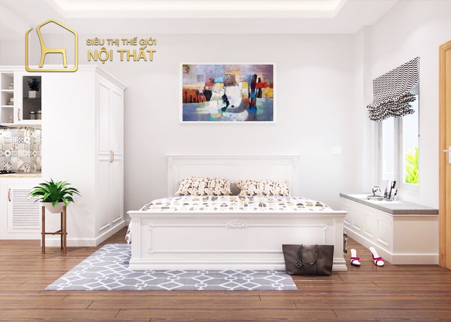 Mẫu thiết kế nội thất phòng ngủ gỗ tự nhiên phong cách Hàn Quốc