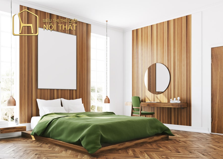 Phong cách thiết kế nội thất phòng ngủ với gỗ tự nhiên kiểu hiện đại