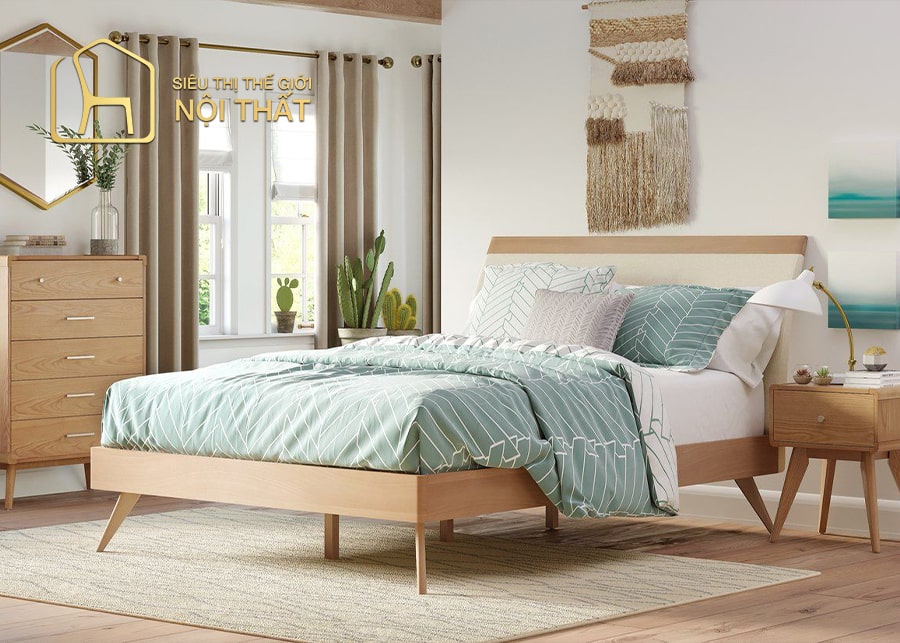 Nội thất phòng ngủ gỗ tự nhiên phong cách Hàn Quốc