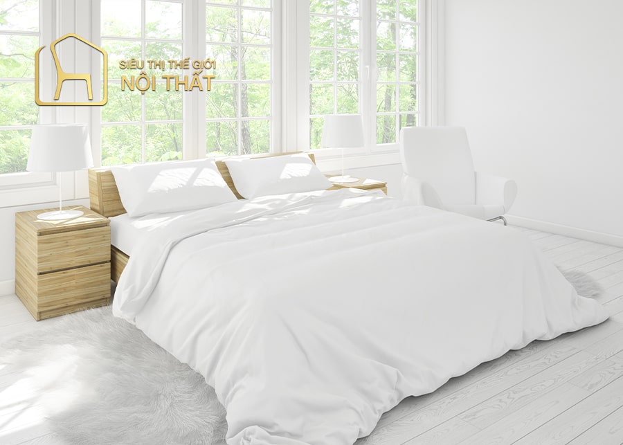 Mẫu thiết kế nội thất phòng ngủ tối giản tận dụng ánh sáng tự nhiên