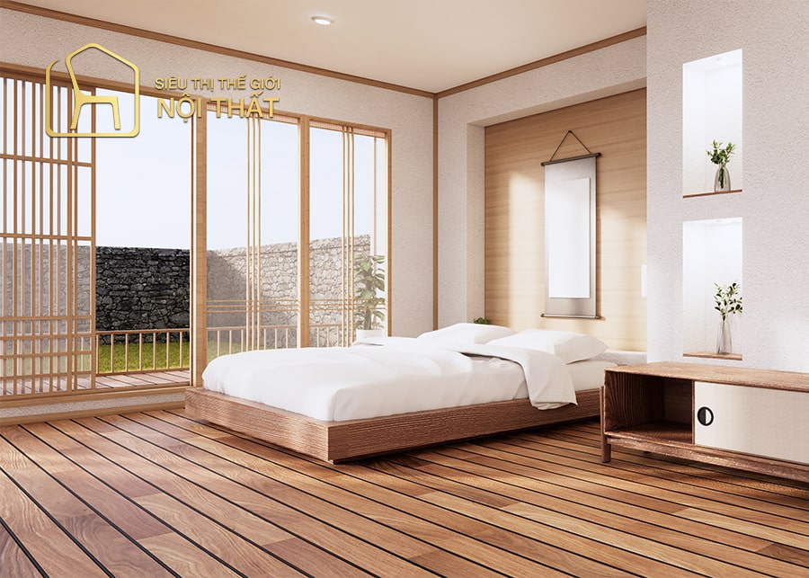 Mẫu thiết kế nội thất phòng ngủ tối giản phong cách Nhật Bản