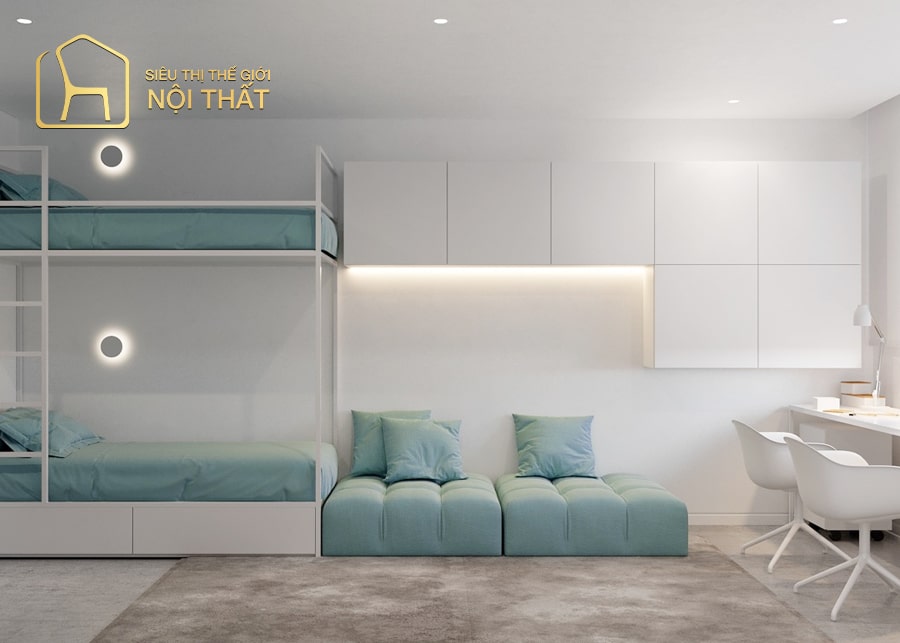 Mẫu thiết kế nội thất phòng ngủ trẻ em thiết kế theo phong cách Châu Âu tân cổ điển tiểu thư sang trọng