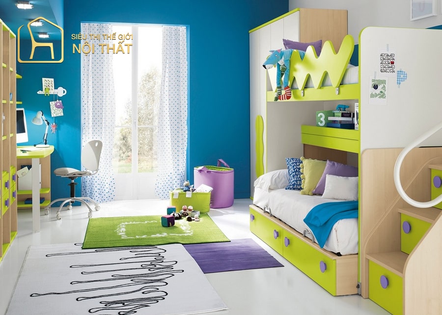Lựa chọn màu sắc nội bật trang trí phòng ngủ cho trẻ em