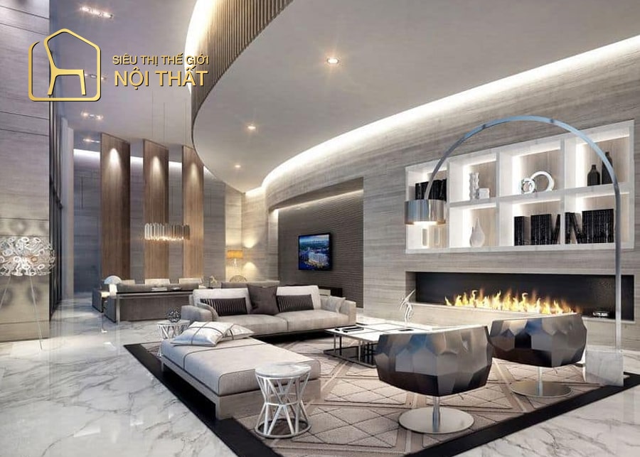 Nội thất phòng khách biệt thự tráng lệ thu hút