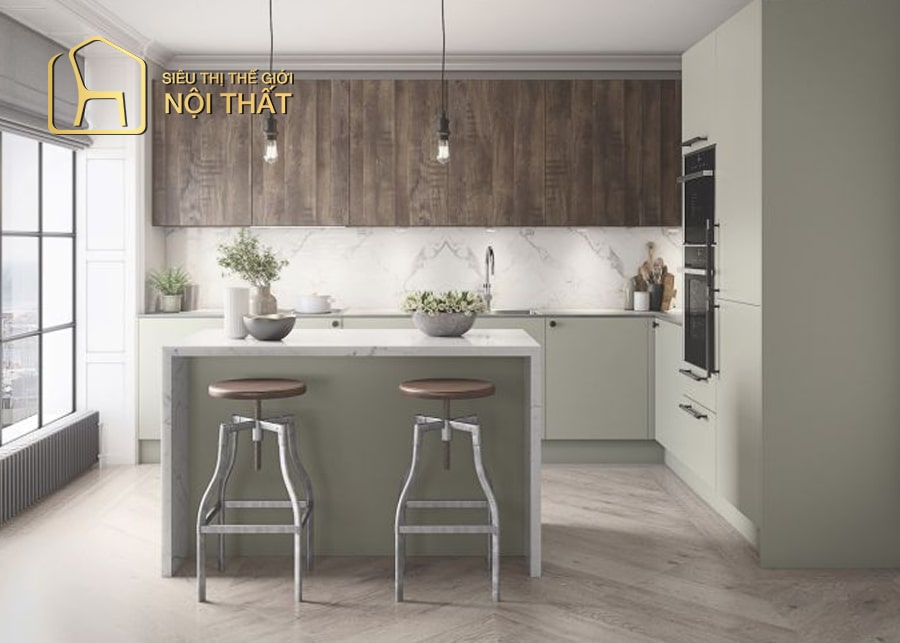 Thiết kế nội thất nhà bếp nhỏ nên lựa chọn những gam màu sáng làm chủ đạo