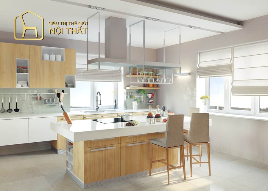 Nội thất nhà bếp nhỏ nên thiết kế tận dụng ánh sáng tự nhiên