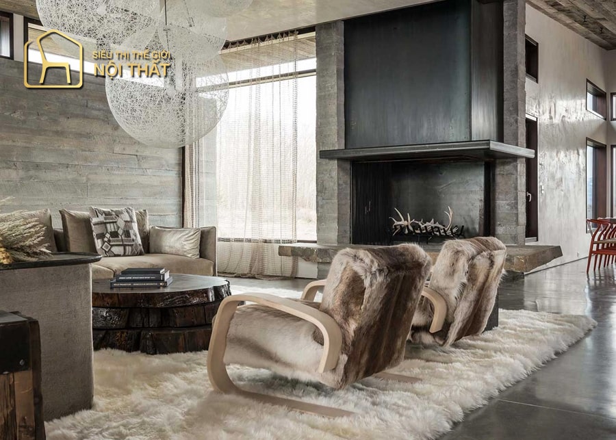 Mẫu phòng khách hiện đại đẹp mắt phong cách Rustic