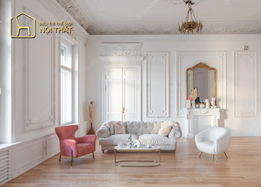 Mẫu thiết kế phòng khách cao cấp đẹp mắt phong cách Baroque