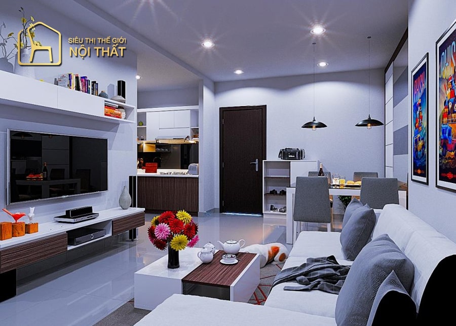 Bố trí nội thất phòng khách hợp phong thủy với phong cách hiện đại, cao cấp