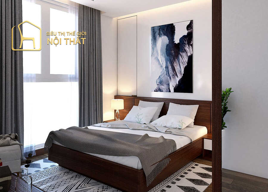 Thiết kế nội thất dành cho phòng ngủ nhà ống được sản xuất từ chất liệu gỗ mộc mạc