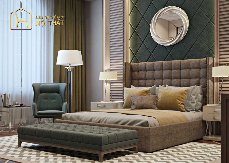 Mẫu thiết kế nội thất dành cho phòng ngủ sang trọng khi lựa chọn thiết giường ngủ ngoại nhập