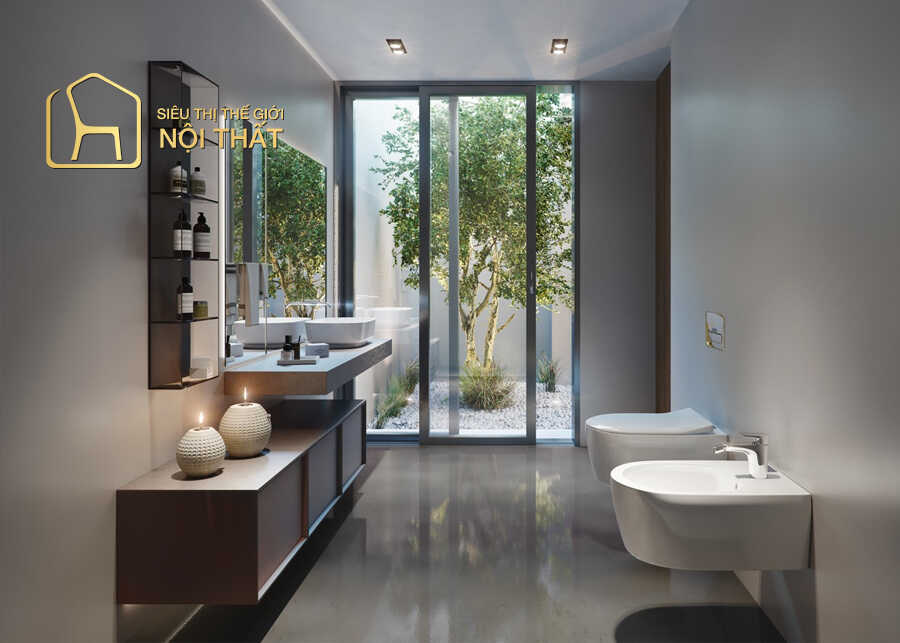 Nên bố trí không gian phòng tắm có đầy đủ ánh sáng, thoáng mát