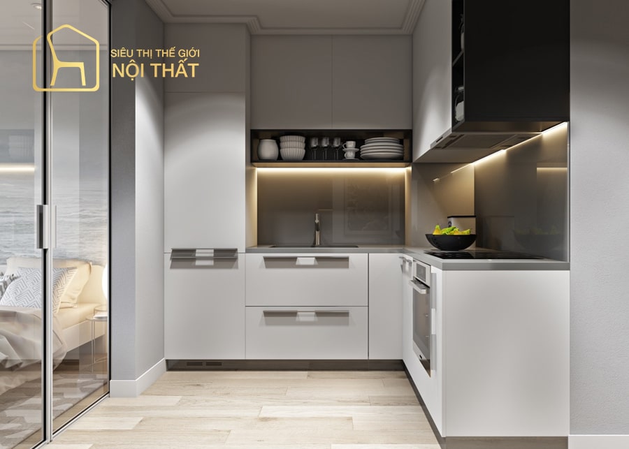Mẫu thiết kế nội thất nhà bếp hình chữ L sang trọng