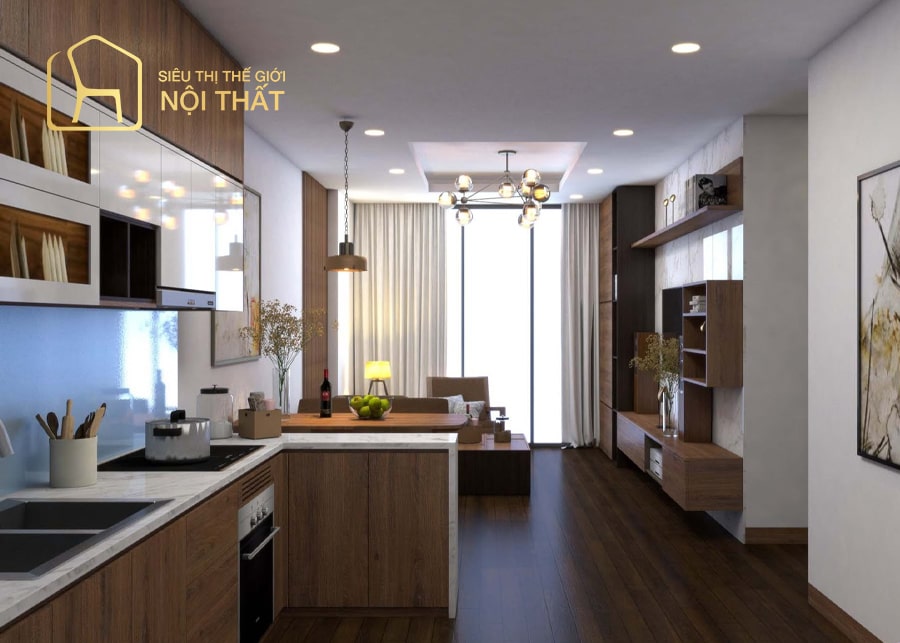 Mẫu thiết kế nội thất nhà bếp hình chữ L cho căn bếp nhỏ