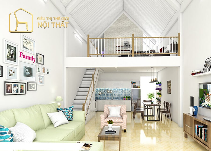 Thiết kế nội thất phòng khách nhà cấp 4 với không gian trẻ trung