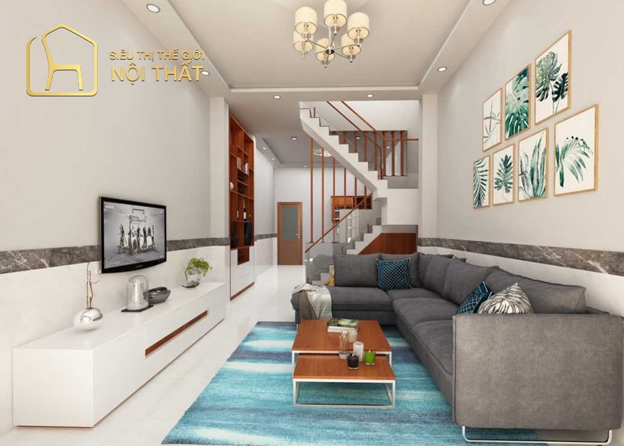 Thiết kế nội thất phòng khách nhà cấp 4 phong cách tối giản