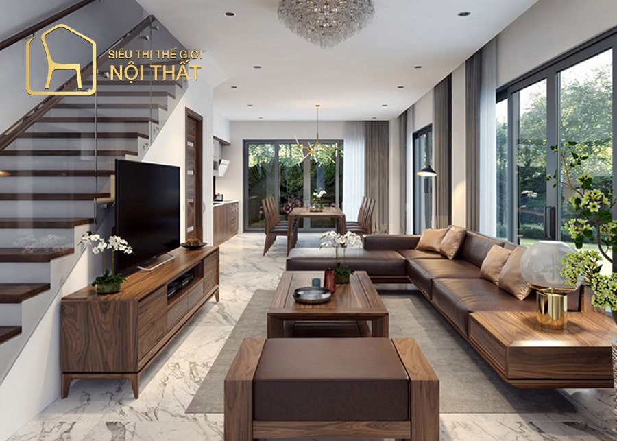 Thiết kế nội thất phòng khách nhà cấp 4 phong cách châu Âu