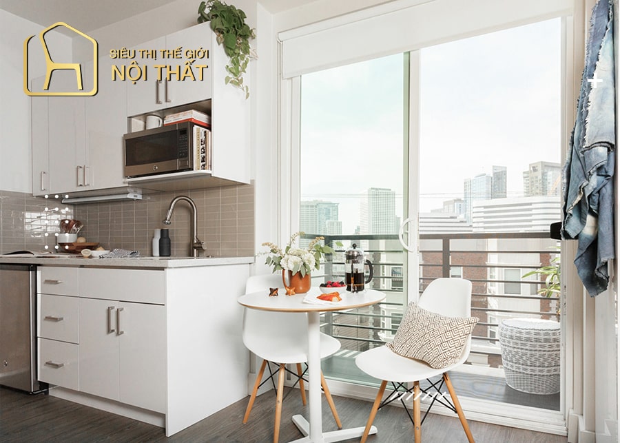 Mẫu thiết kế nội thất phòng bếp chung cư tối giản