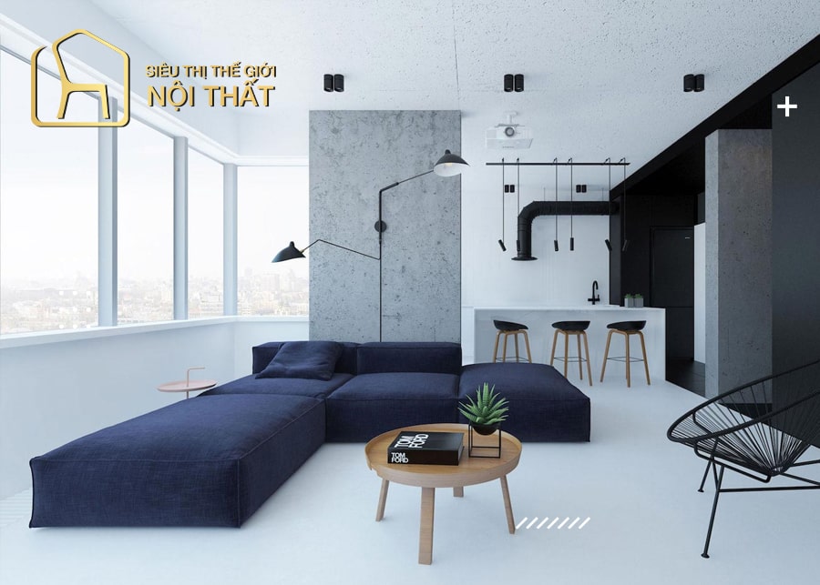 Mẫu thiết kế nội thất phòng khách chung cư tối giản