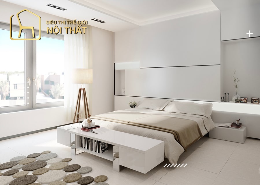 Mẫu thiết kế nội thất phòng ngủ chung cư tối giản