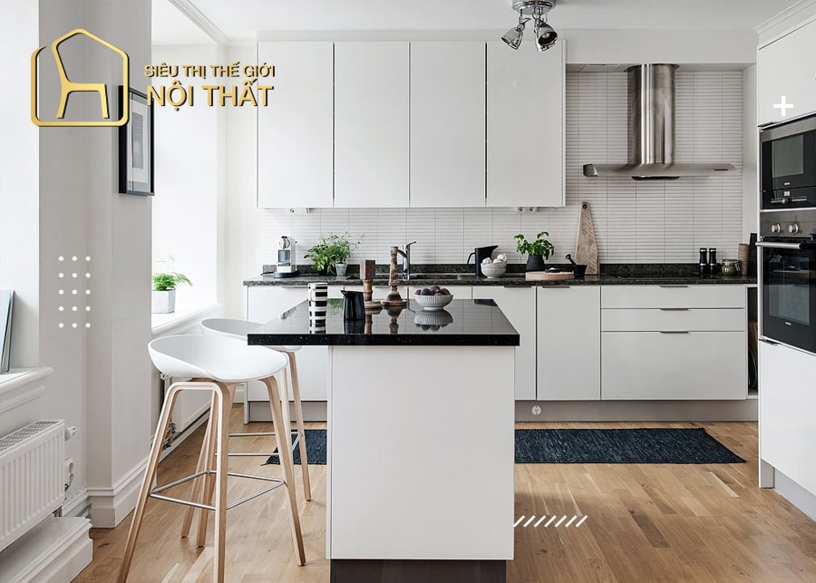 Mẫu thiết kế nội thất phòng bếp chung cư tối giản