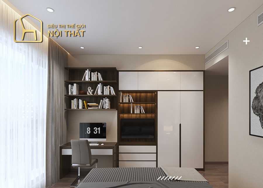Tiết kiệm không gian khi sử dụng các mẫu tủ quần áo kết hợp kệ tivi