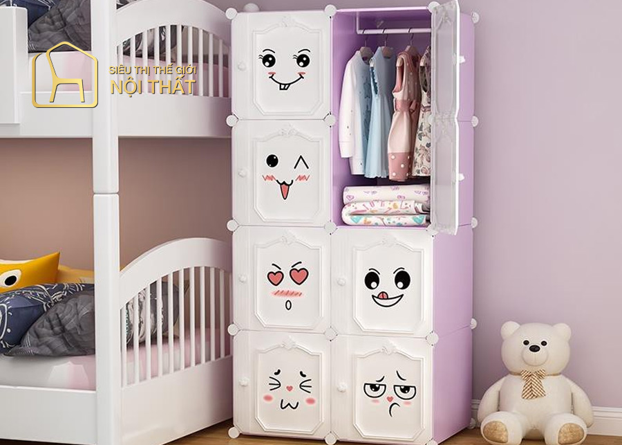 Tủ quần áo cho bé gái cần sử dụng các chất liệu an toàn, trách các vật sắc nhọn