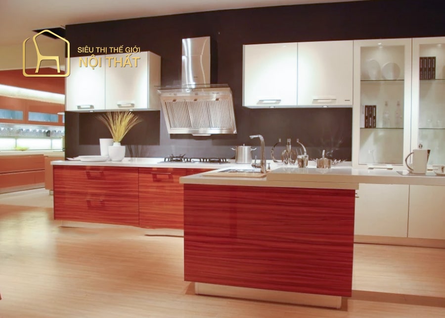 Mẫu tủ bếp gỗ công nghiệp MDF có độ bền cao, giá thành vừa phải