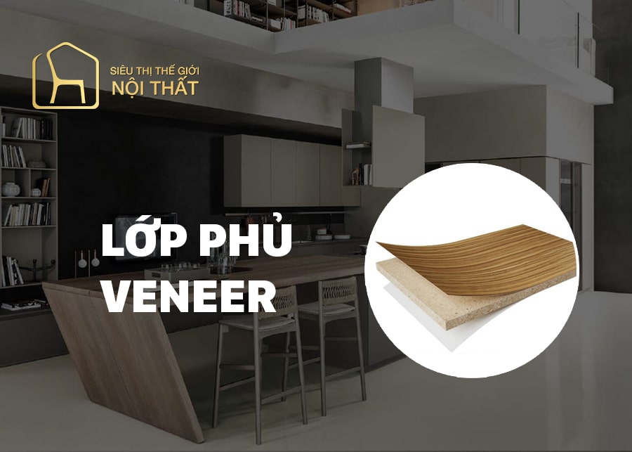 Tủ bếp gỗ công nghiệp có lớp phủ Veneer