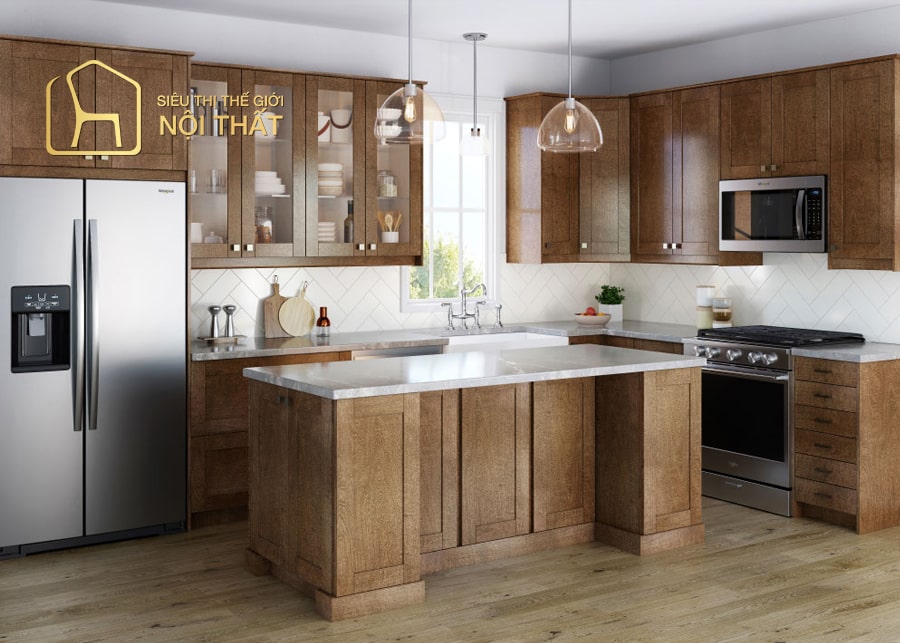 Về đặc trưng về chất liệu, tủ bếp treo tường được làm từ các vật liệu như: gỗ tự nhiên, gỗ công nghiệp, nhựa, inox