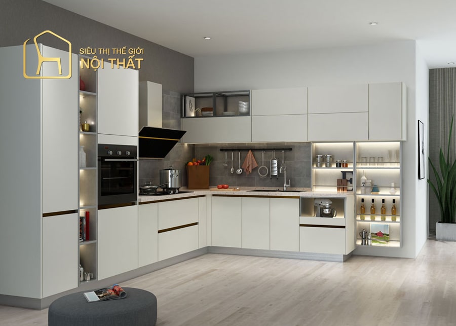 Mẫu tủ gỗ treo tường khung inox siêu bền