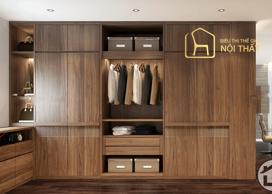 Thiết kế của tủ quần áo gỗ kiểu dáng cửa lùa mang lại sự tiện lợi, hiện đại và tiết kiệm diện tích không gian tối đa